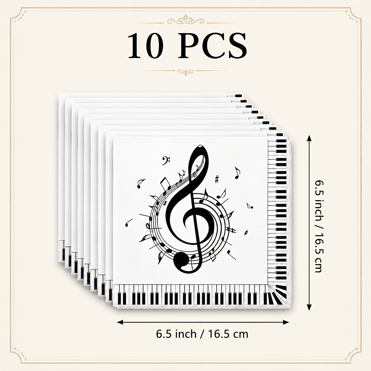 TEMU 10/30/50pcs Music Note Party Napkins, Black And White Staff Musical , Thick And Flexible Tissue Paper, Suitable For Birthday Parties/family