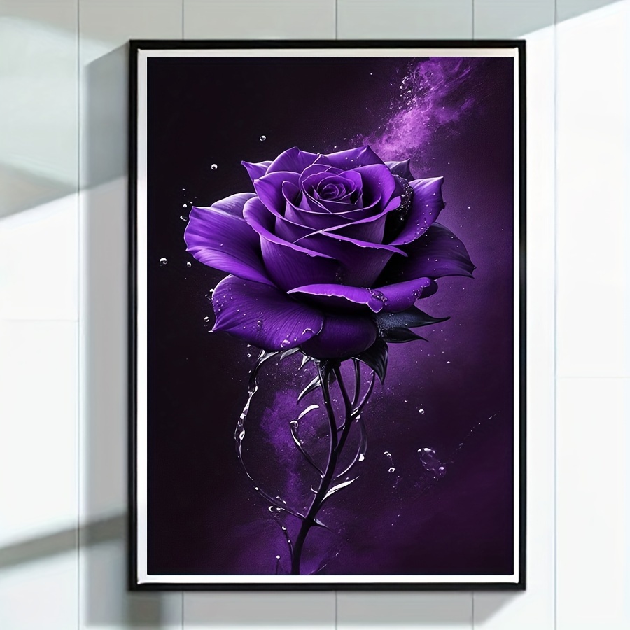 

Diy 5d Diamond Art Painting Kits Purple Rose Handicraft Living Room Room Wall Decoration Painting