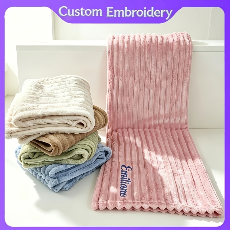 Custom Embroidered Name Flannel Blanket