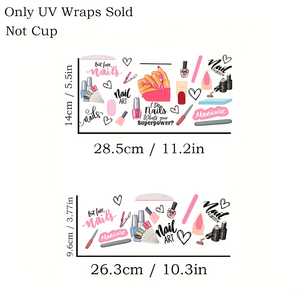TEMU A Set Of 2 Elegant Nail Art Transfer, Featuring Bow And Heart Patterns, Made Of High-quality Pvc Material. Suitable 40-ounce Travel Cups, Mugs,