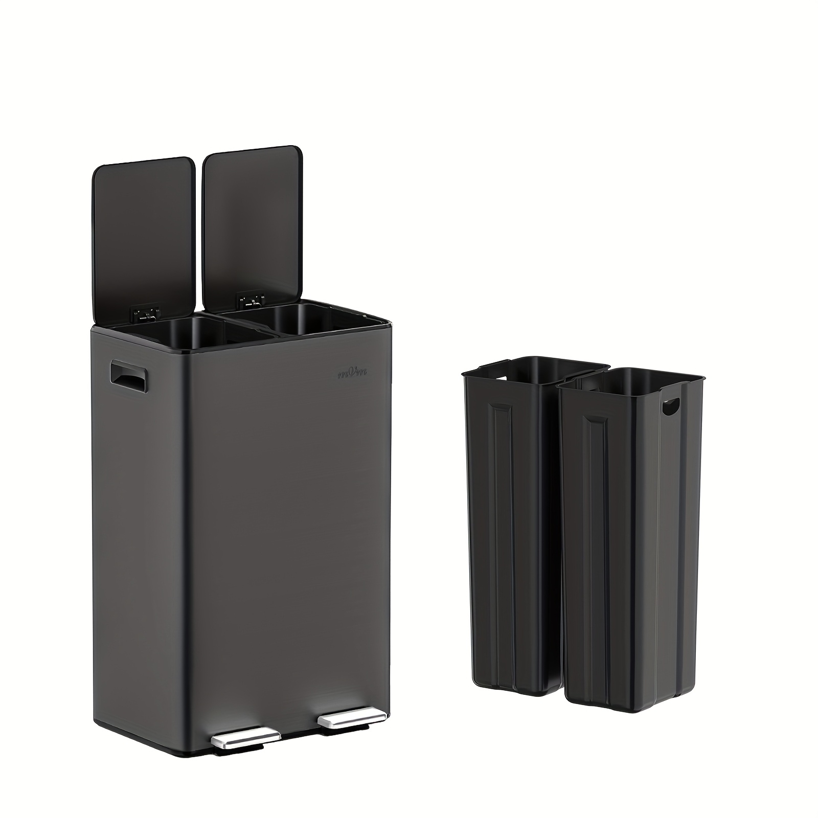 Mvm 16 Gal Stainless Step Trash Can With 2 Removable Buckets, Dual Compartment + , Smudge Proof & Rust Resistant Kitchen