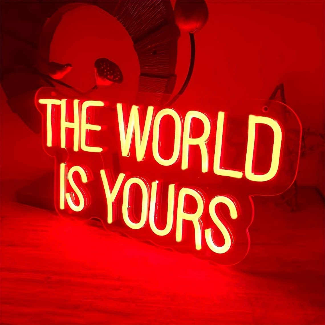 

1pc Neon Signs The World Is Yours, Light Up Signs Indoor Bedroom Room Decor, Wall Led Light, Bar Christmas Party Wedding Living Room Office Decoration Light