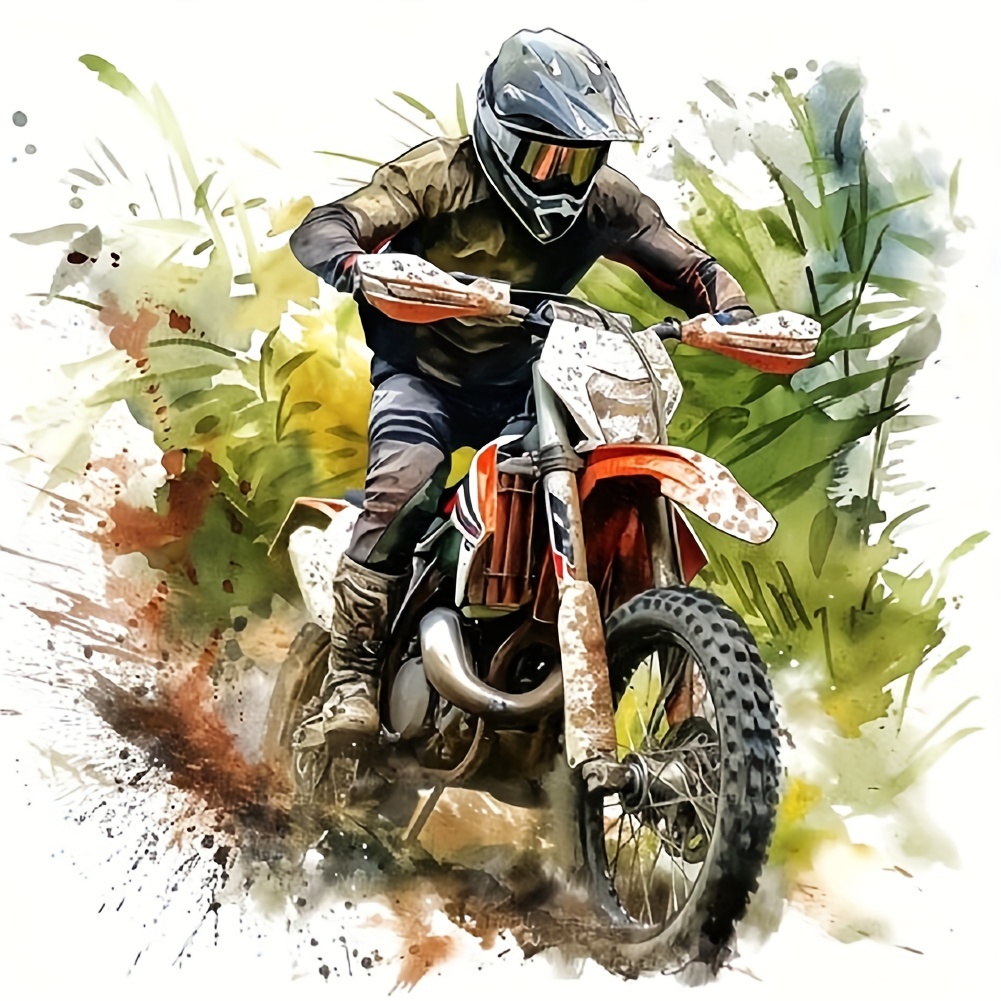 

Boy On Motorcycle Diamond Painting Kit - Diy Wall Art - Sports Theme - Round Diamond Shapes - Acrylic (pmma) Material