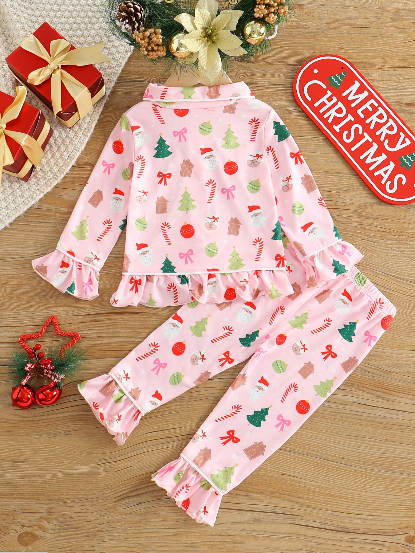 Cute Pajama Girls Christmas Pajama Pants Set Girls' Christmas