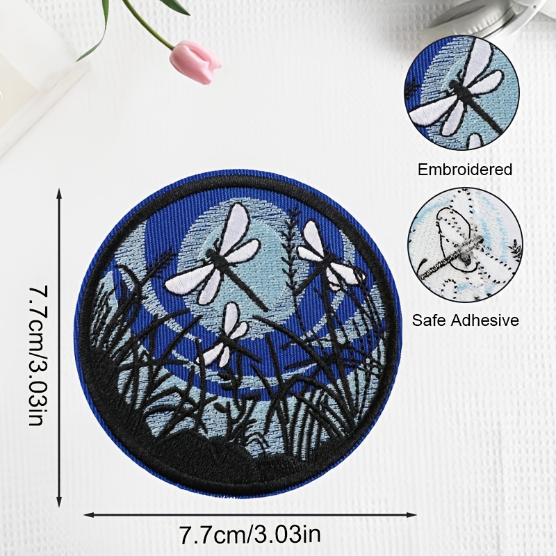 TEMU 1pc Summer Night Flying Dragonfly Iron Embroidery Patch, Sewn, Suitable For Commuting, Outdoor Adventure Activities Clothing Bags, Insect Patch,