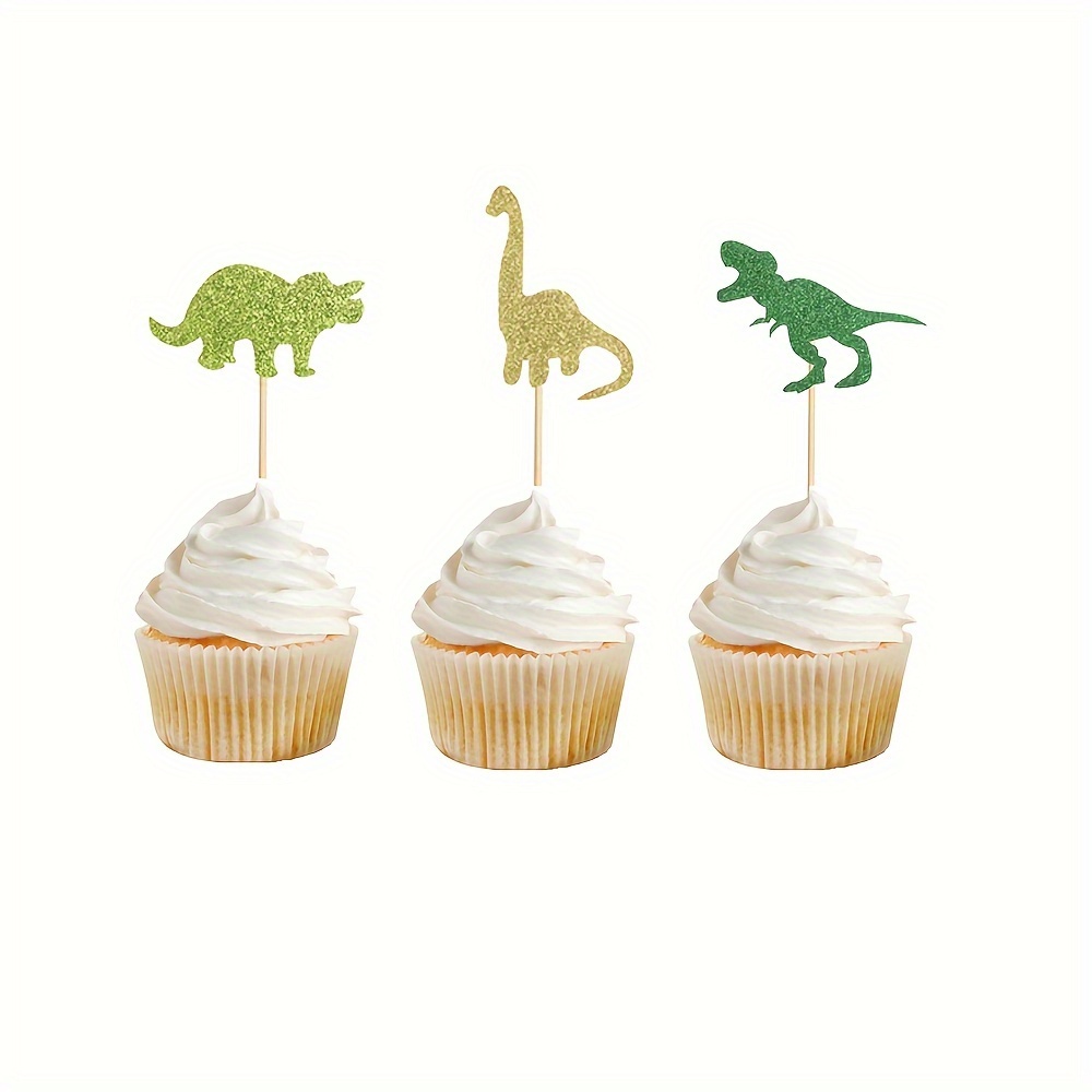 24 Dinosaur-themed Cupcake Toppers In 3 Designs