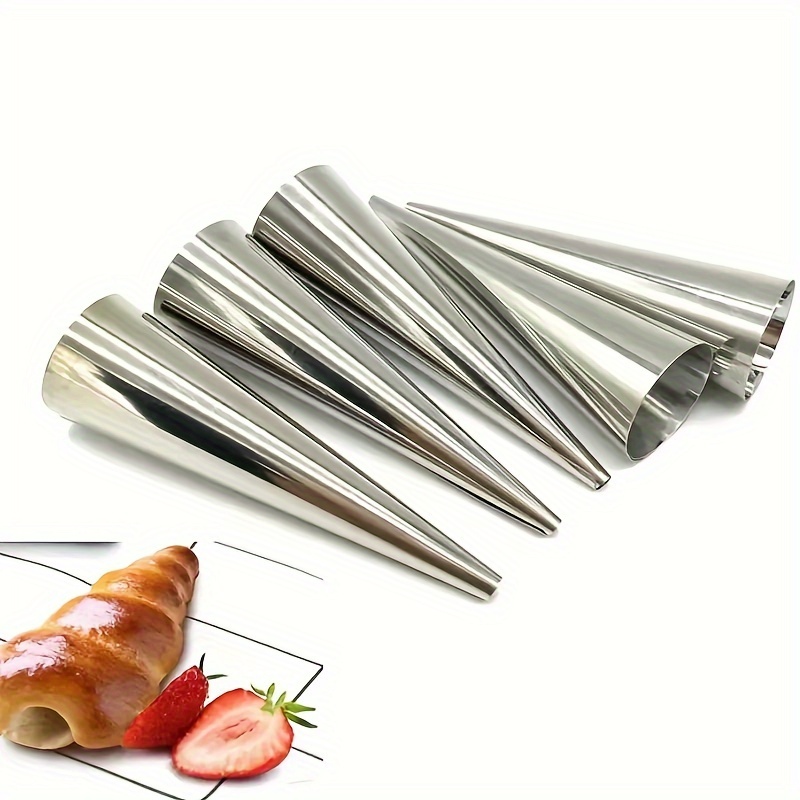 3pcs stainless steel cone pastry molds versatile for croissants spiral bread   ice cream essential kitchen baking tools details 3