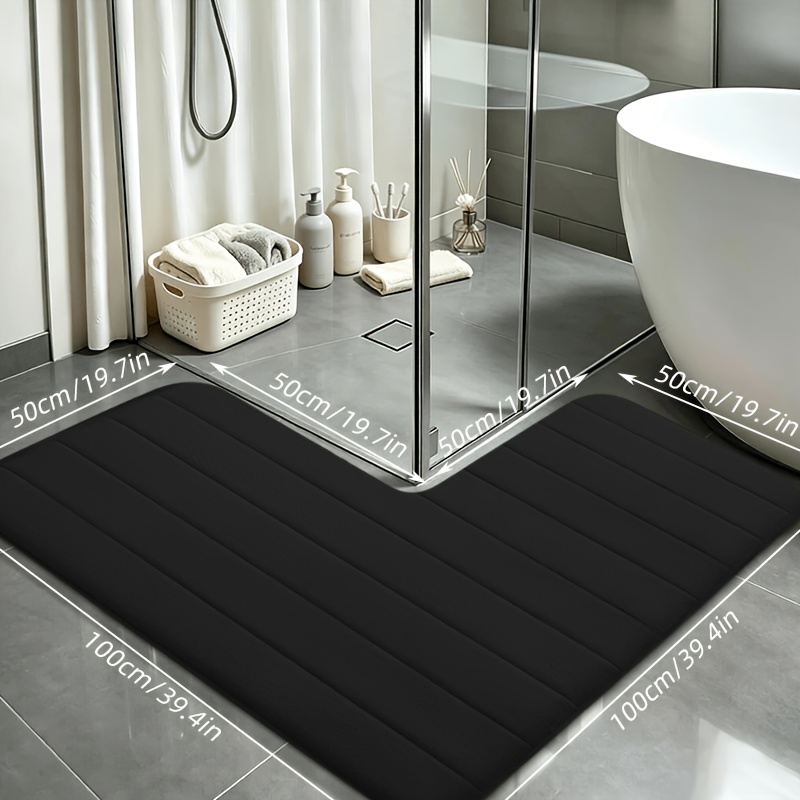 TEMU L-vormige badmat met traagschuim - ultrazacht antislip dik vloerkleed, /douchemat geschikt voor bad, douche, keuken, wasruimte, machinewasbaar