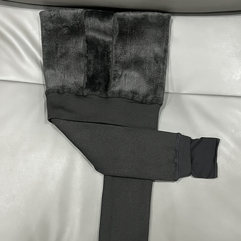 TEMU 1-pair Women' Winter Warm High-waisted Leggings - Solid Color Stretchy Suitable For Weather, Elegant Thick Tights For Gym, Dance, Casual Attire,