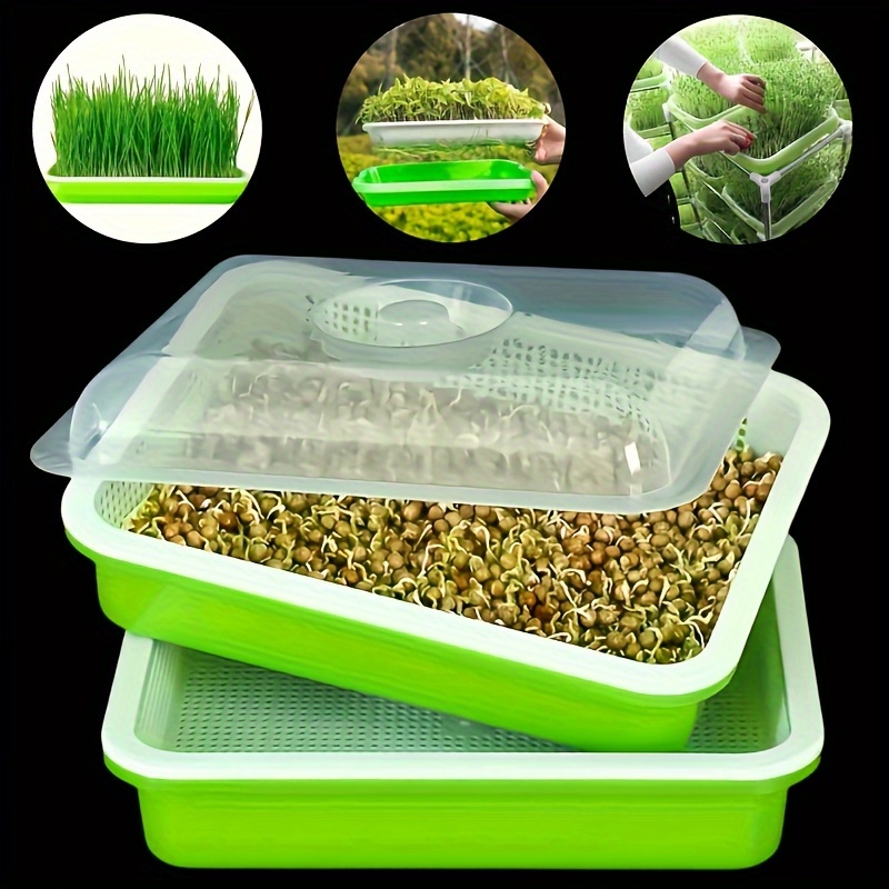 

Kit de Germination Hydroponique pour Graines avec Couvercle - Bac de Germination pour , Mungo, Cacahuètes, Blé & Herbe à Chat - Plastique , Pas d'Électricité