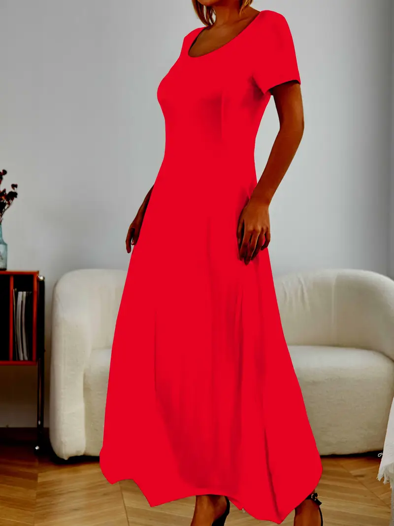 womens plus size casual elegant solid color red dress short - Temu Chile womens plus size casual elegant solid color red dress short - Temu Chile