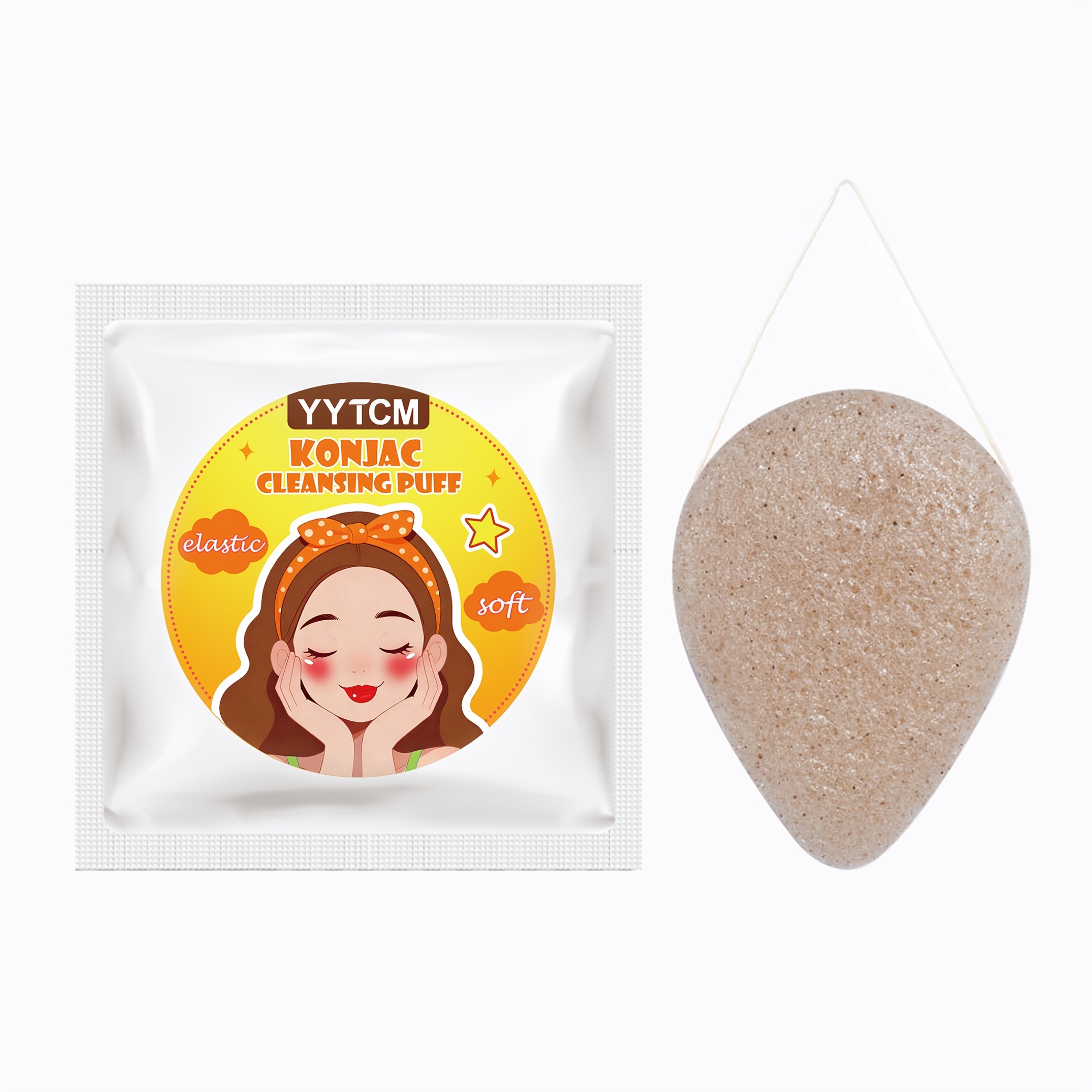 TEMU Walnusskern-Konjak-Gesichtsschwamm - Sanfte Peeling-, Tiefenreinigung, Unverzichtbares Gesichtsreinigungs-Werkzeug, 1 Stück