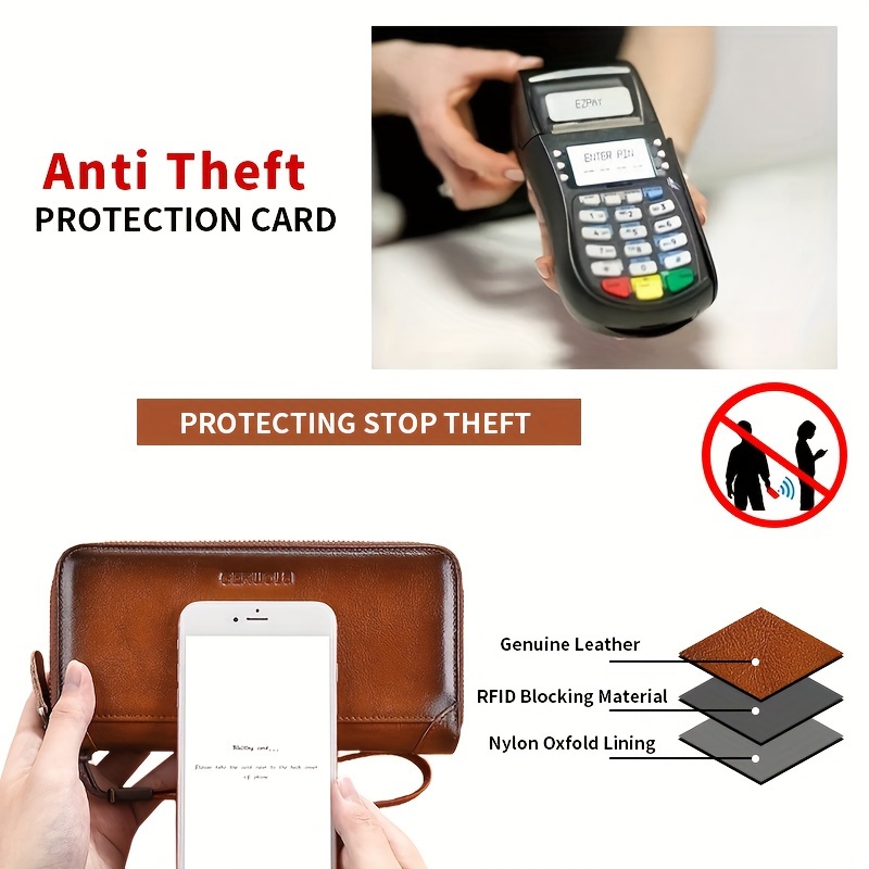 de cuero   para hombre largo,   y   de piel de vaca, bolso de     de lujo con gran capacidad antirrobo en degradado  - , portatarjetas de crédito bloqueador rfid de capa   de vellón de  , regalo de   de negocios portátil, aniversario, san valentín o   para  , día   4