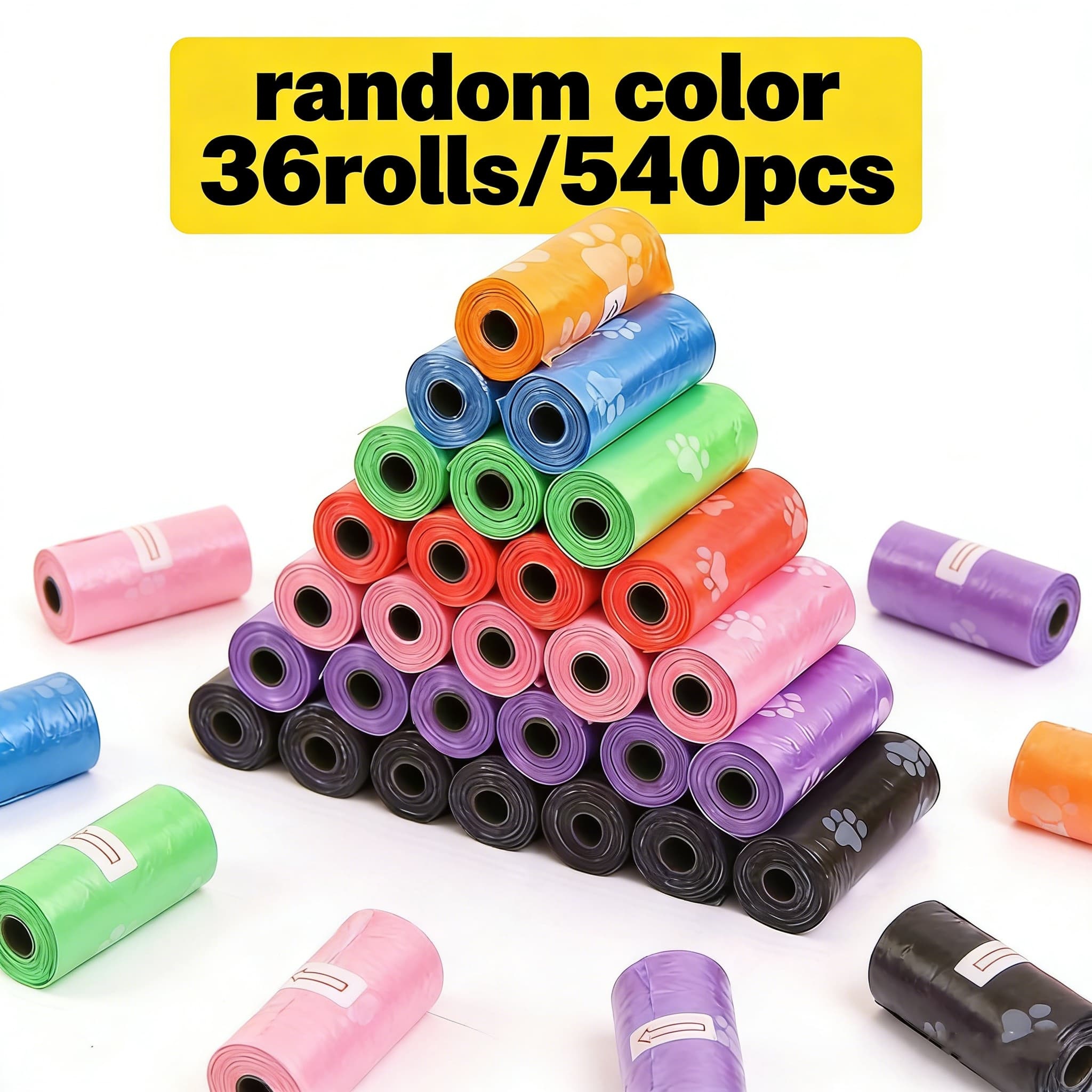 TEMU 36 Rolls/540pcs Thickened Pet Poop Bags (random Colors) - Leak-proof And Odor-resistant, Portable Disposable Poop Bags With Cute , Easy To Tear