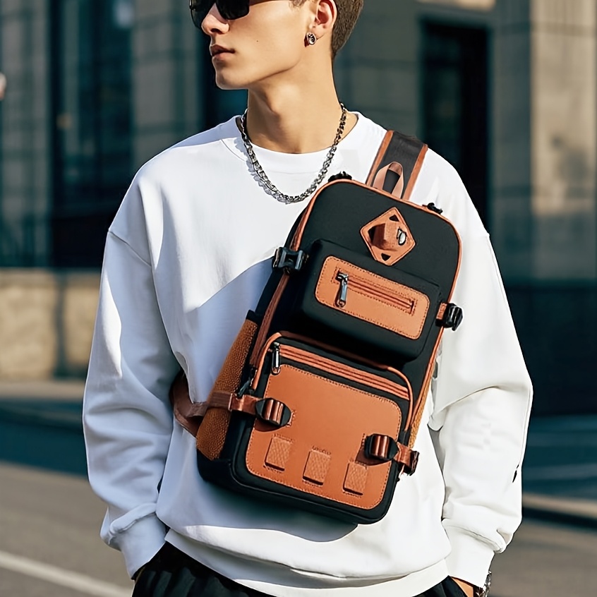 TEMU Men's Shoulder Bag Men's Crossbody Bag Anti-theft Shoulder Bag For Men And Women Hiking Chest Bag Portable Chest Bag Card Holder Storage Anti-theft Large-capacity Casual Chest Bag