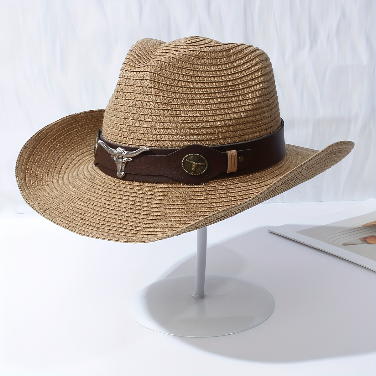 1pc Summer Breathable Sunshade Cowboy Hat Wit H Leather Belt For Outdoor  Casual Camping Fishing Mountaineering Vacation - Jewelry & Accessories -  Temu United Arab Emirates