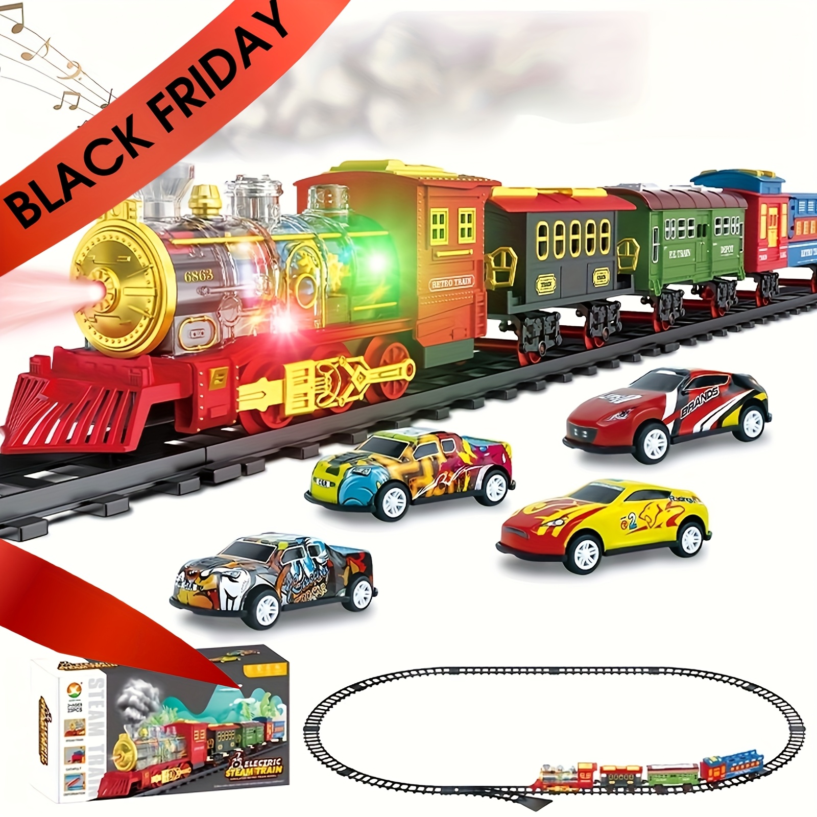 

And Train Set - Toys, Lights And Sounds, Boys' Preschool Train Set With Engine, Carriage And Track, Christmas Toy Train For Preschool Children