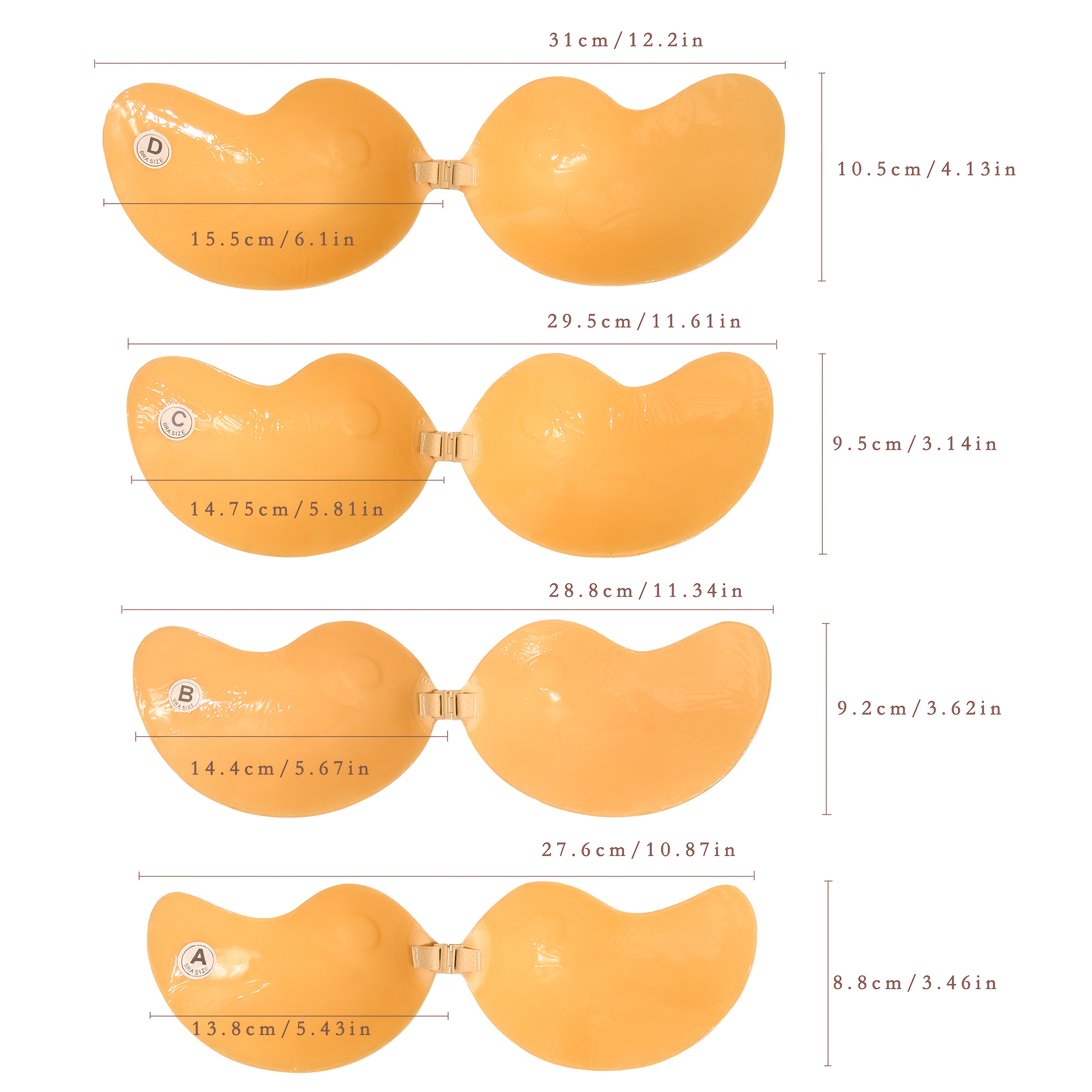 TEMU 1pc A Strapless Push-up Bra In Of - Reusable, Self-adhesive With Closure For A , Hand-washed, And Is A Women's Lingerie Accessory