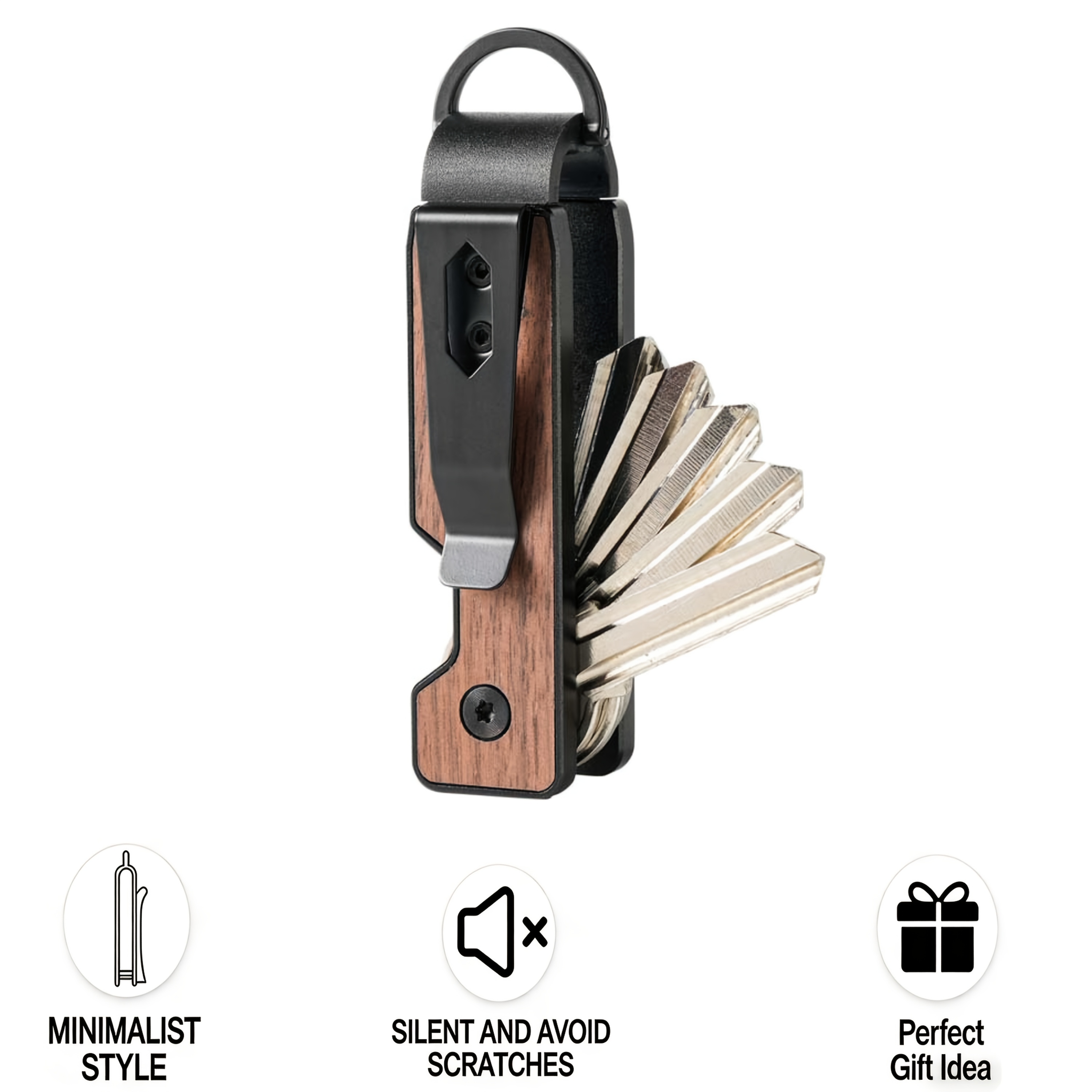 Image of Men's Fashion Aluminum Alloy Keychain Multifunctional Metal Key Storage Case Durable Couple Women's Keychain Suitable For Valentine's Day Father's Day Gifts