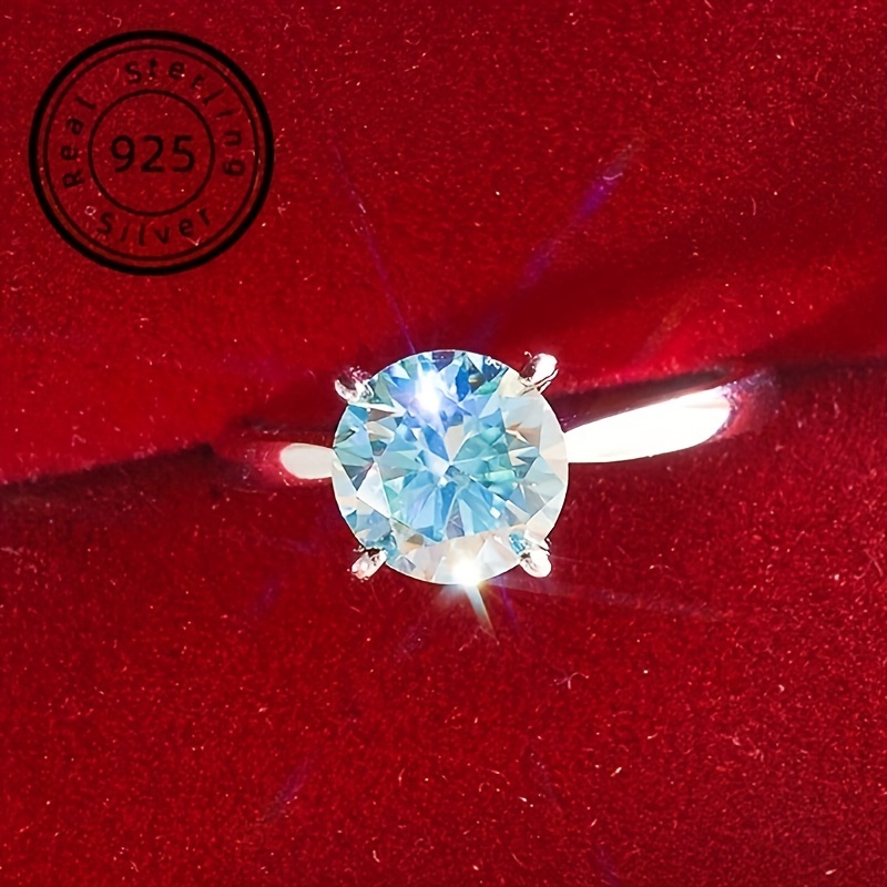 

2ct Round Colorful Moissanite Ring 925 Sterling Silver Promise Ring Gifts For Women