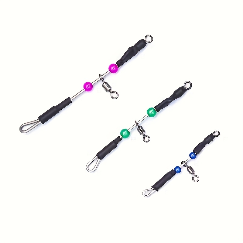 

8pcs Stainless Steel Fishing Line Swivels, Rotating Connector, Anti-tangle Balance Snaps, Iron & Stainless Steel Construction, With Color Beads For Sea Fishing Boat Accessories, Without Battery