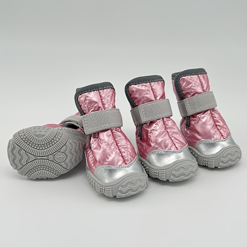 TEMU 4pcs For -in- 4pcs Suitable For Small To Medium Dogs Soft Cloth Dog Shoes With Calf Anti-slip Straps & Hook-and-loop Closure, Full Opening