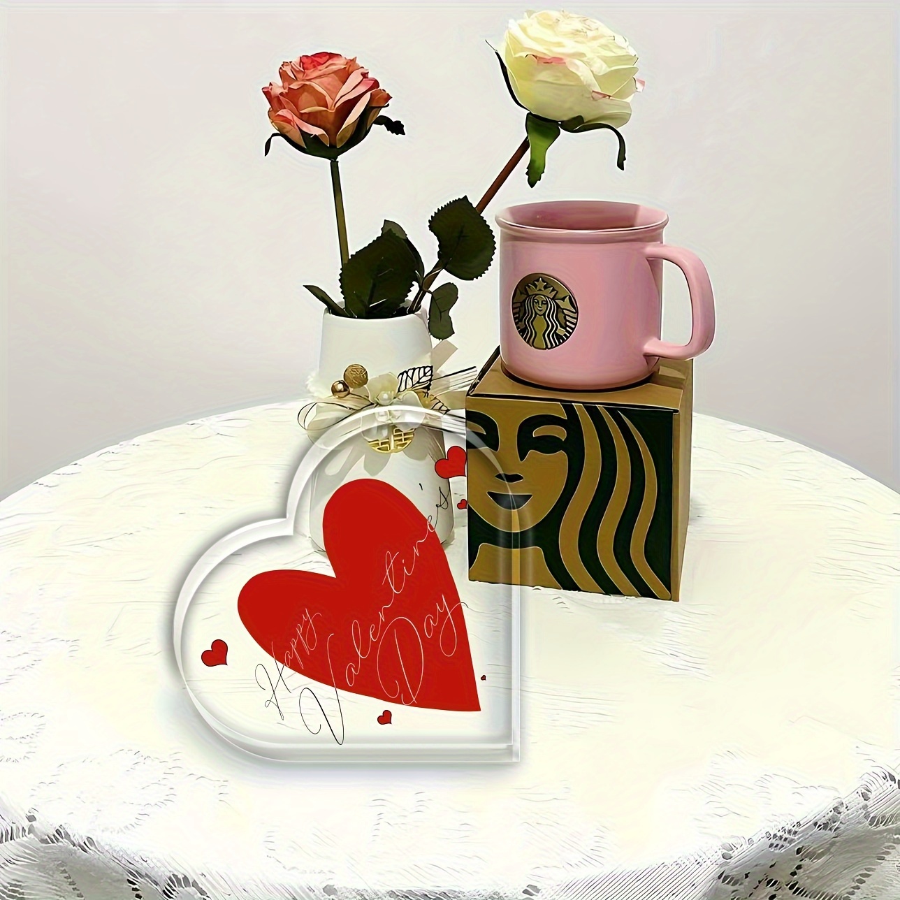 Targa in acrilico a forma di cuore, 10 x 10 cm, regalo per marito