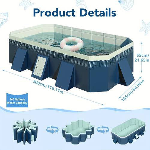 large non inflatable swimming pool outdoor folding wear resistant outdoor folding paddling pool household pool multi layer pvc material durable construction ideal for summer parties holidays for entertainment and