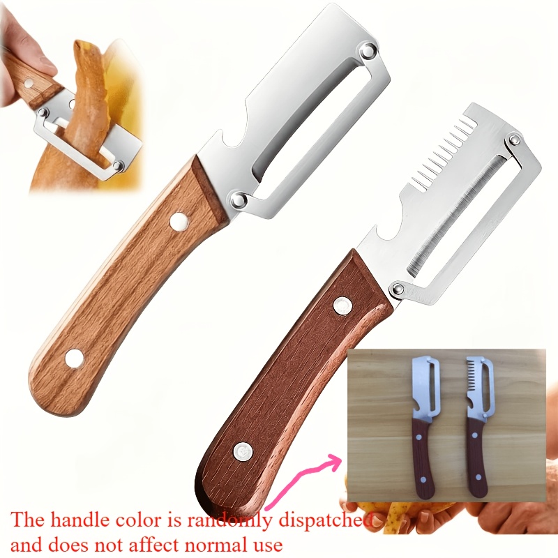 Image of 2pcs Premium Stainless Steel Grater Slicer, Heavy-duty Multi-functional Vegetable And Fruit Peeler, Ideal For Sugarcane Peeling, Home Kitchen, Party, Camping & Picnic, Random Color