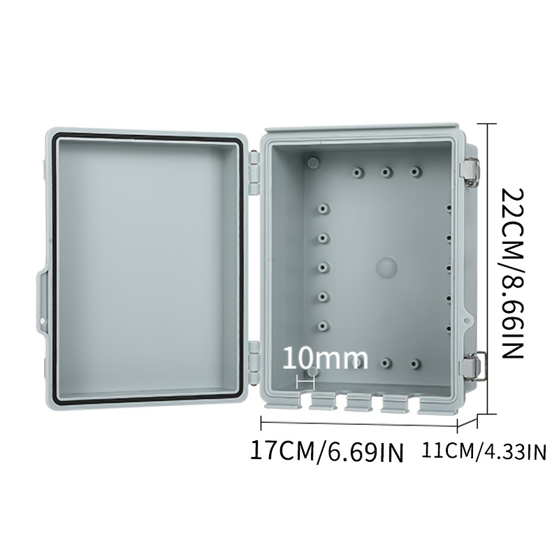 Boîte De Jonction En Plastique ABS IP67 étanche à L'eau Et à La Poussière Coque à Charnière Universelle Avec Couvercle Transparent Gris 220 X 170 X 110 Mm