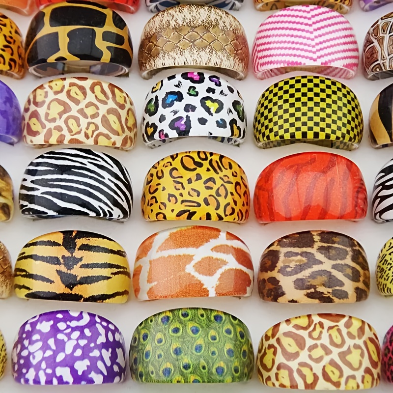 Boho Resin Rings - Leopard, Zebra - Vacation, Party