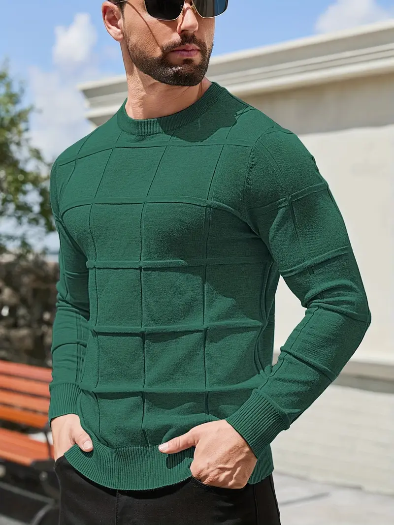 mens heavyweight 100 polyester sweater solid grey round neck long sleeve pullover with h shape silhouette ribbed neckline machine washable casual formal wear durable everyday layering essential Product details 31