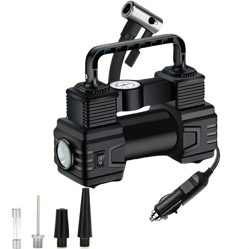 TEMU Portable Inflator Pump For Car Tires, 12v 150 Psi High Pressure, Dual Cylinders 2x Inflatable, Tire Pressure Gauge With Pointer/digital Display For Suv/bike/ball Car