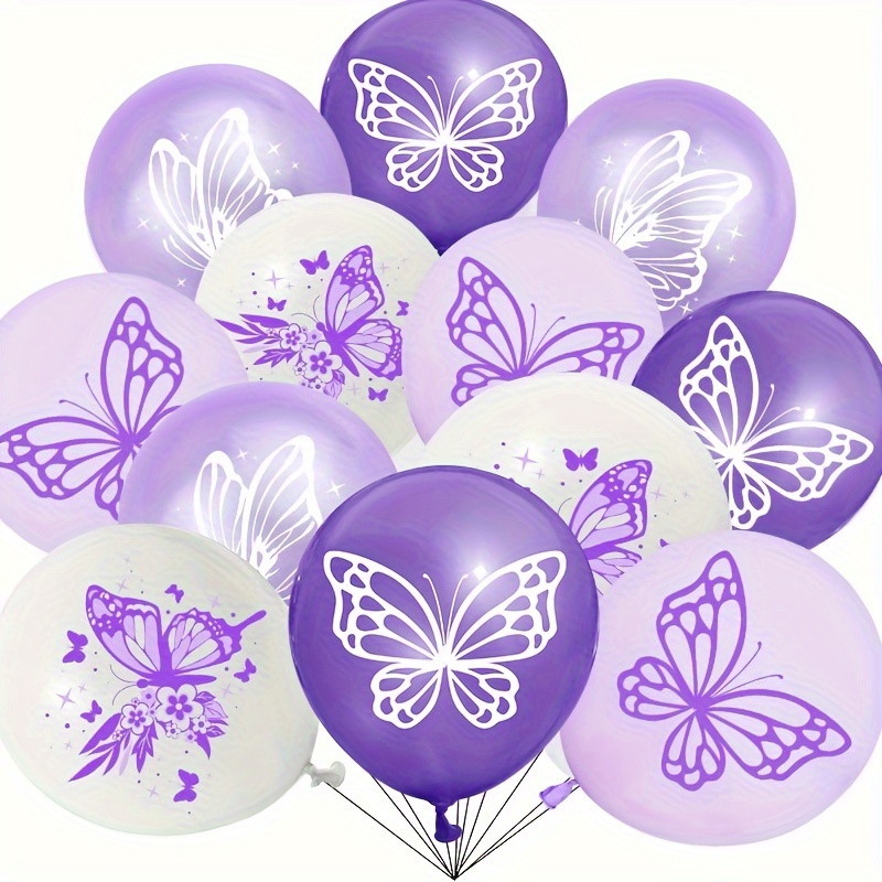 

20-pack Purple Butterfly Latex Balloons For Weddings, Engagements, Showers & Birthdays - 12" Romantic Party Decorations