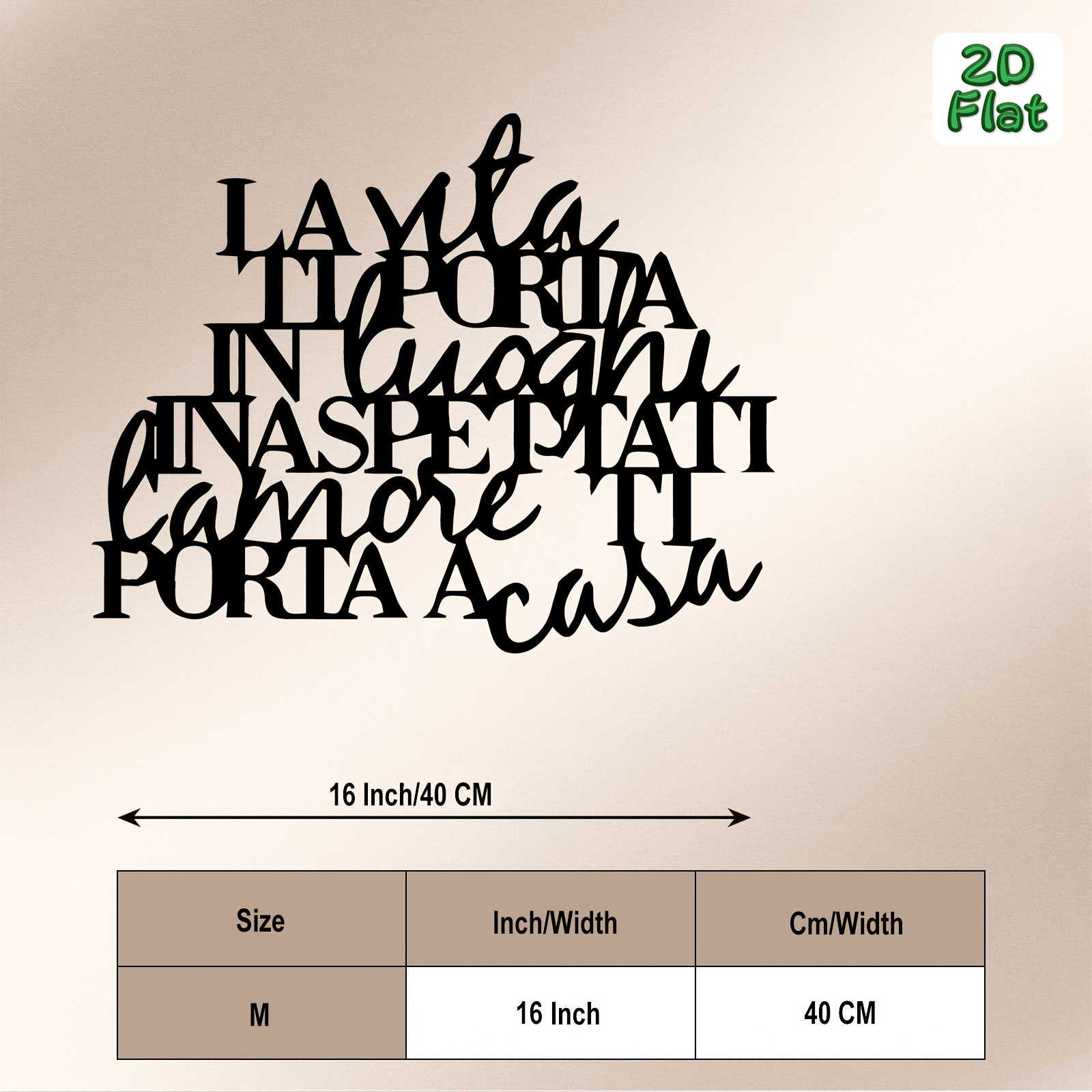 TEMU 2D Piatto, 1pz Citazione Italiana "Vita" (Vita) Murale in Metallo - Elegante Scrittura in Ferro, da Parete Adatta per Casa, Regalo di Natale,