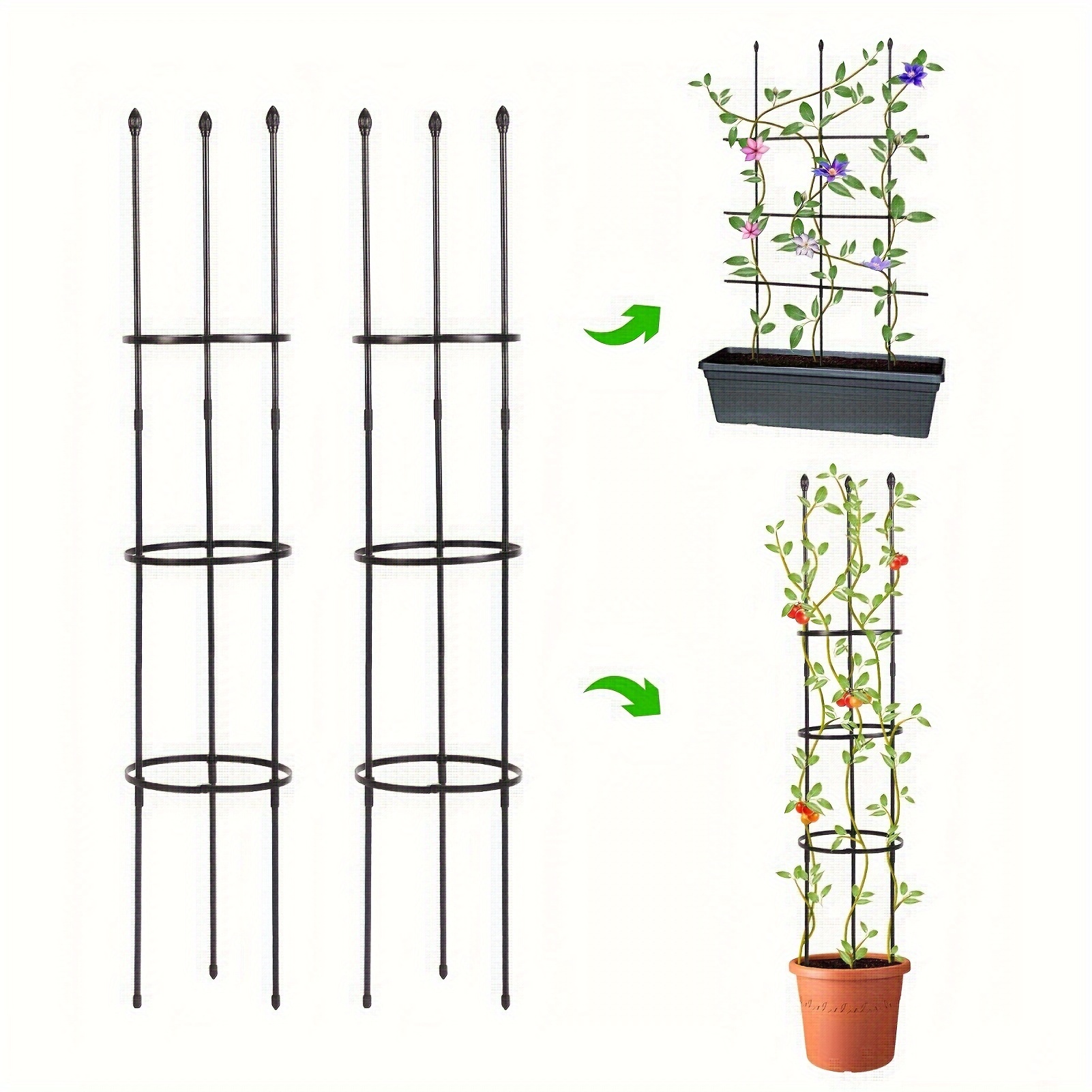 

2 Pack Tomato Cage, 4ft Tall Garden Obelisk Trellis For Climbing Plants Outdoor Indoor