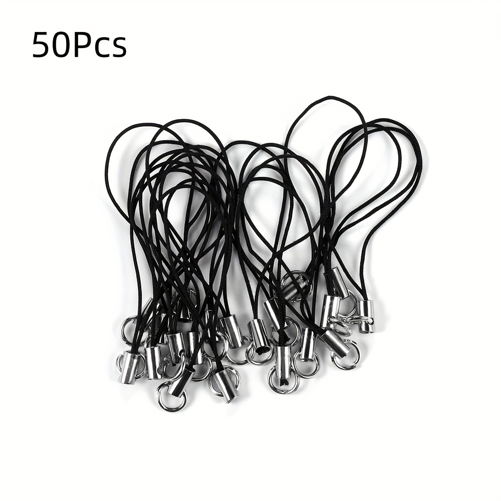 TEMU 50pcs Colorful Nylon Lanyard Keychains With Alloy Jump Rings - Durable Polyester Thread Cords For Making, Crafting Projects & Organizing