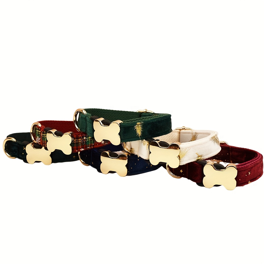 Personalized Cute Green Star Feather Pet Collar with Metal Bone Buckle