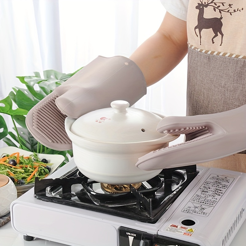  HOMWE Manoplas de horno de silicona y soportes para ollas para  cocina y hornear, juego de 4 guantes de cocina resistentes al calor y  resistentes con agarre antideslizante y texturizado 