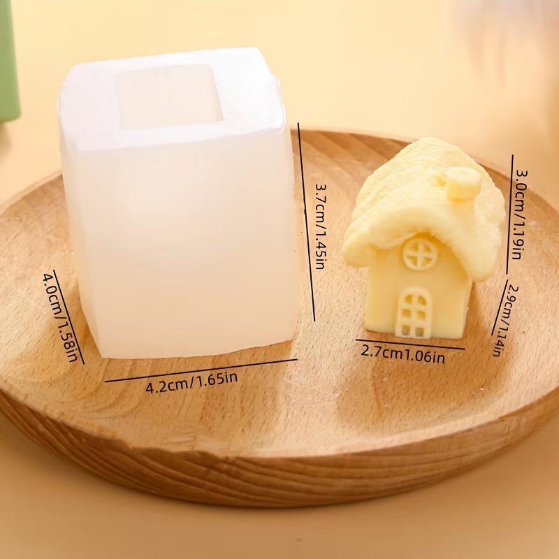 TEMU 4 Small House Aromatherapy Candle Silicone Molds Christmas Aromatherapy Plaster Home Decoration Ornaments Craft Decoration Silicone Molds