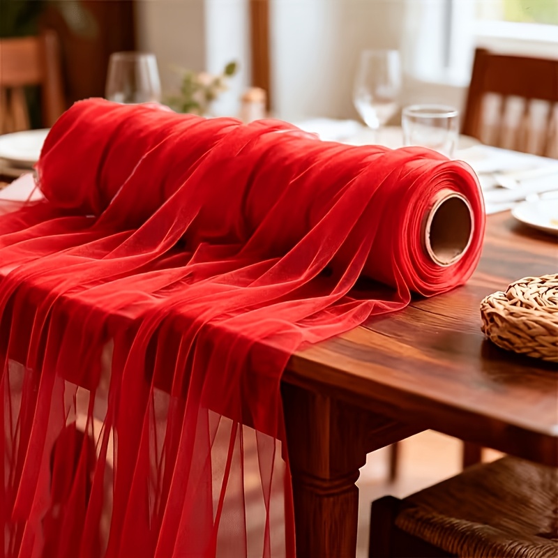 TEMU Full 30m Roll, Multiple Sizes And Colors, Romantic Mesh Tulle For Outdoor Wedding Backdrop Wall Decorations. Suitable For Holiday Celebration