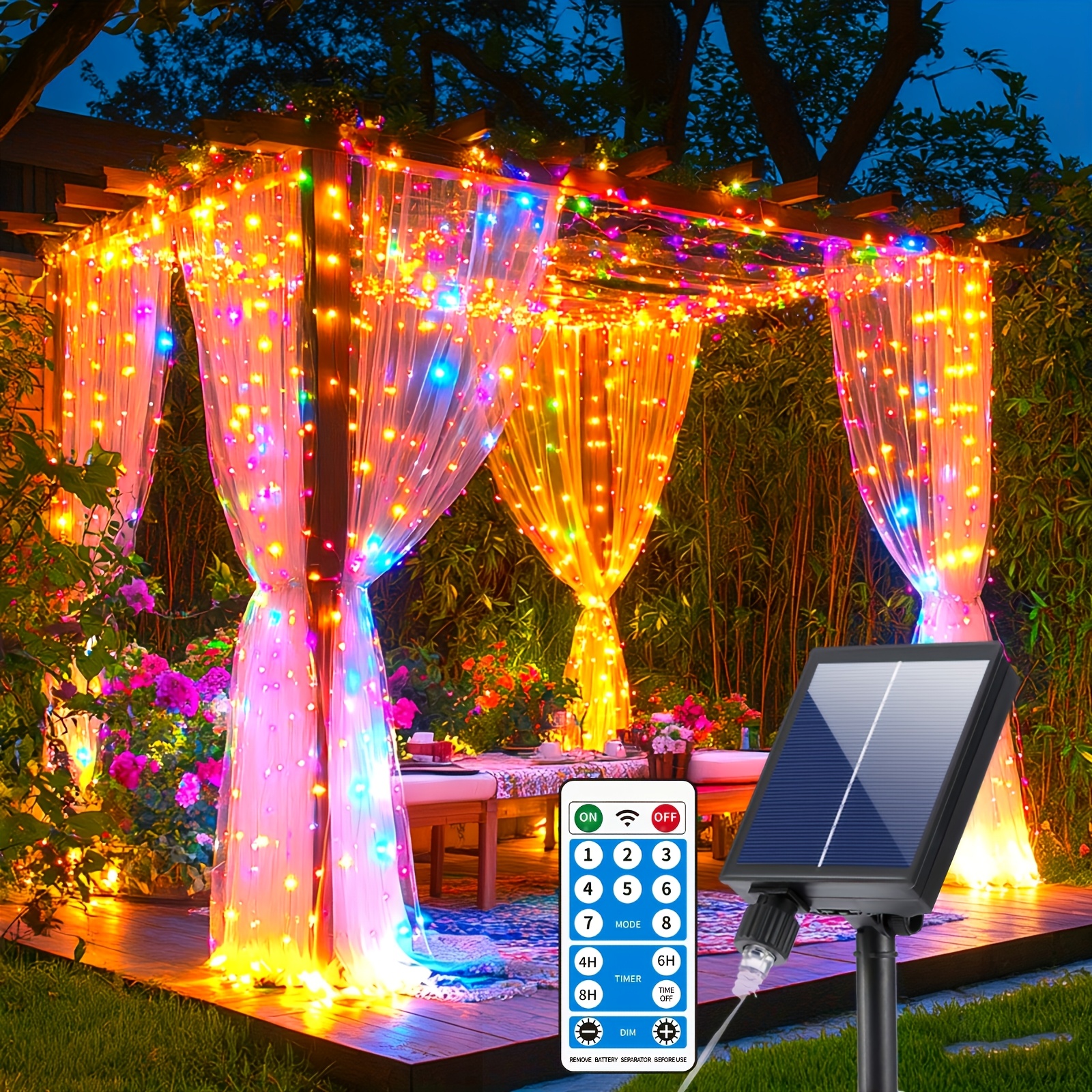 TEMU 330 Led 3x3 Solar Fairy Light String - 8 Remote Control Solar Powered, 0 Electricity Bill All Year Round, Energy , Durable - Great For Outdoor