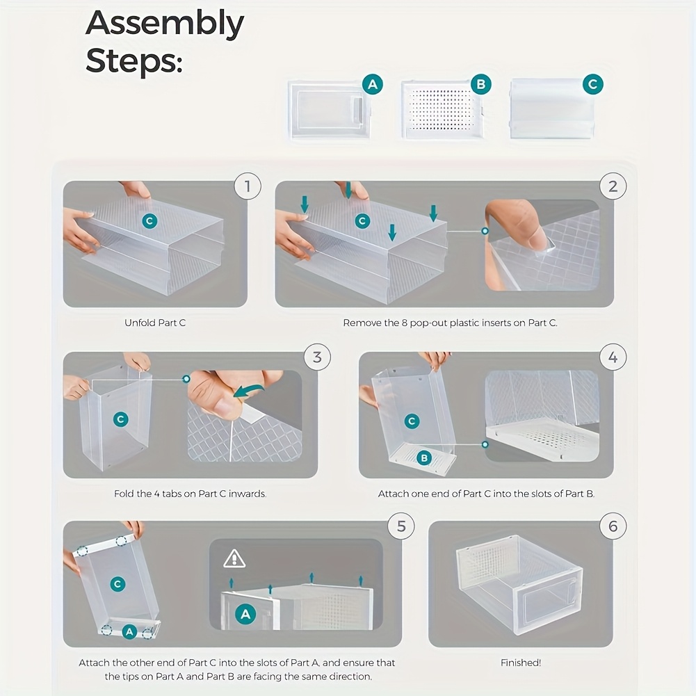 6/12/24pcs Thickened Transparent Shoe Boxes with Lid, Foldable Stackable Free Combination Shoe Rack, Plastic Sneaker Container, Space Saving Storage Organizer for Entryway Bedroom, Home Shoe Box Shoe Racks Shoe Storage Organizer Shelf