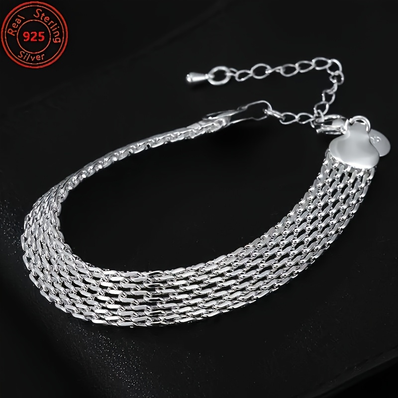 10mm Mesh Bracelet S925 Silver Elegant Accessory for Dates and Parties