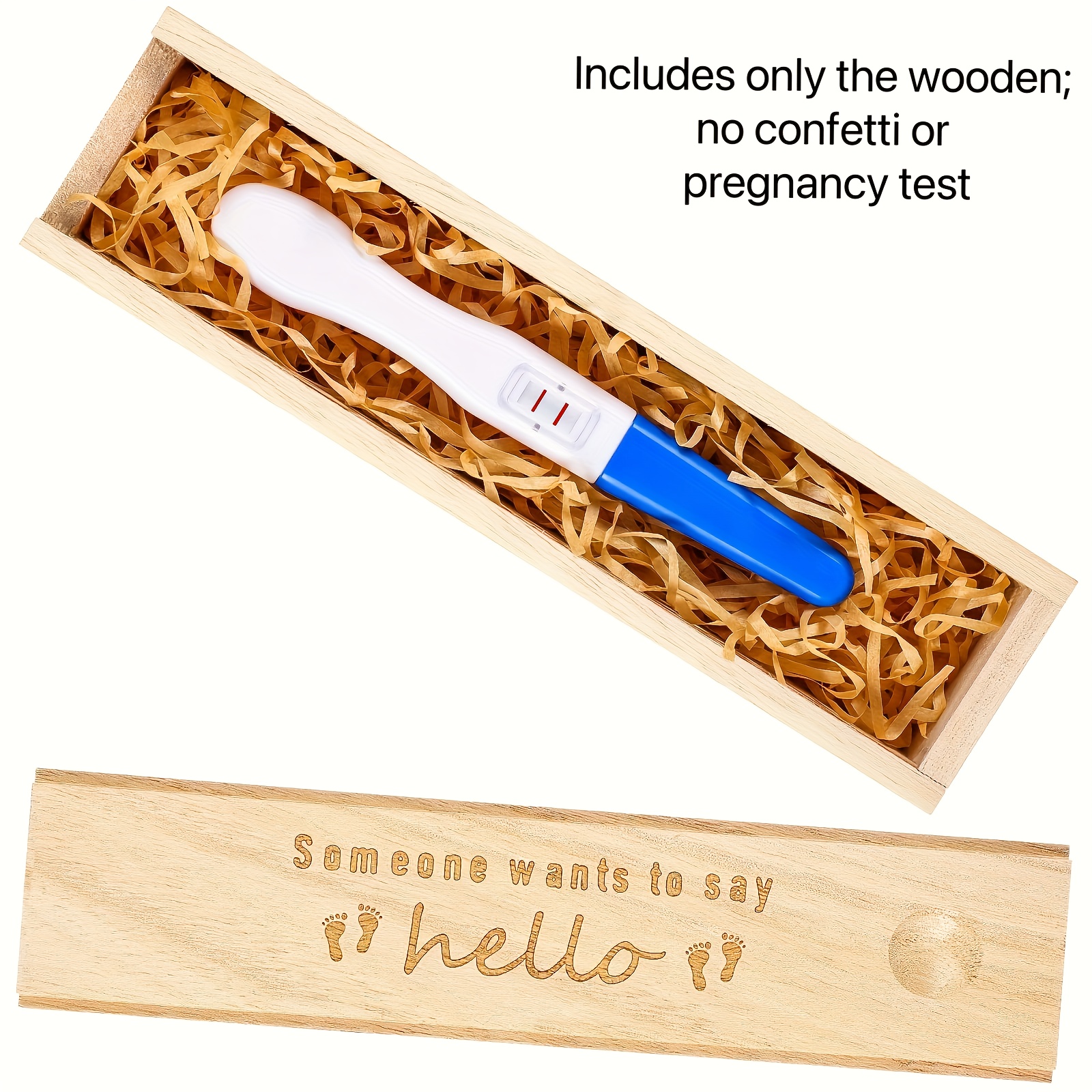 Image of Pregnancy Test Keepsake Box, Surprise Pregnancy Announcement Gifts For Grandparents Dad And Husband, Wooden
