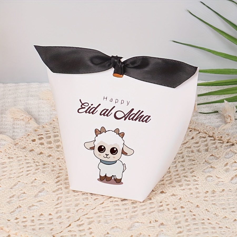 Image of 10pcs Eid Sheep Color Printed Gift Box, Gulbang Festival Dessert Chocolate Packaging Box, Party Souvenir Lamb Cardboard Box