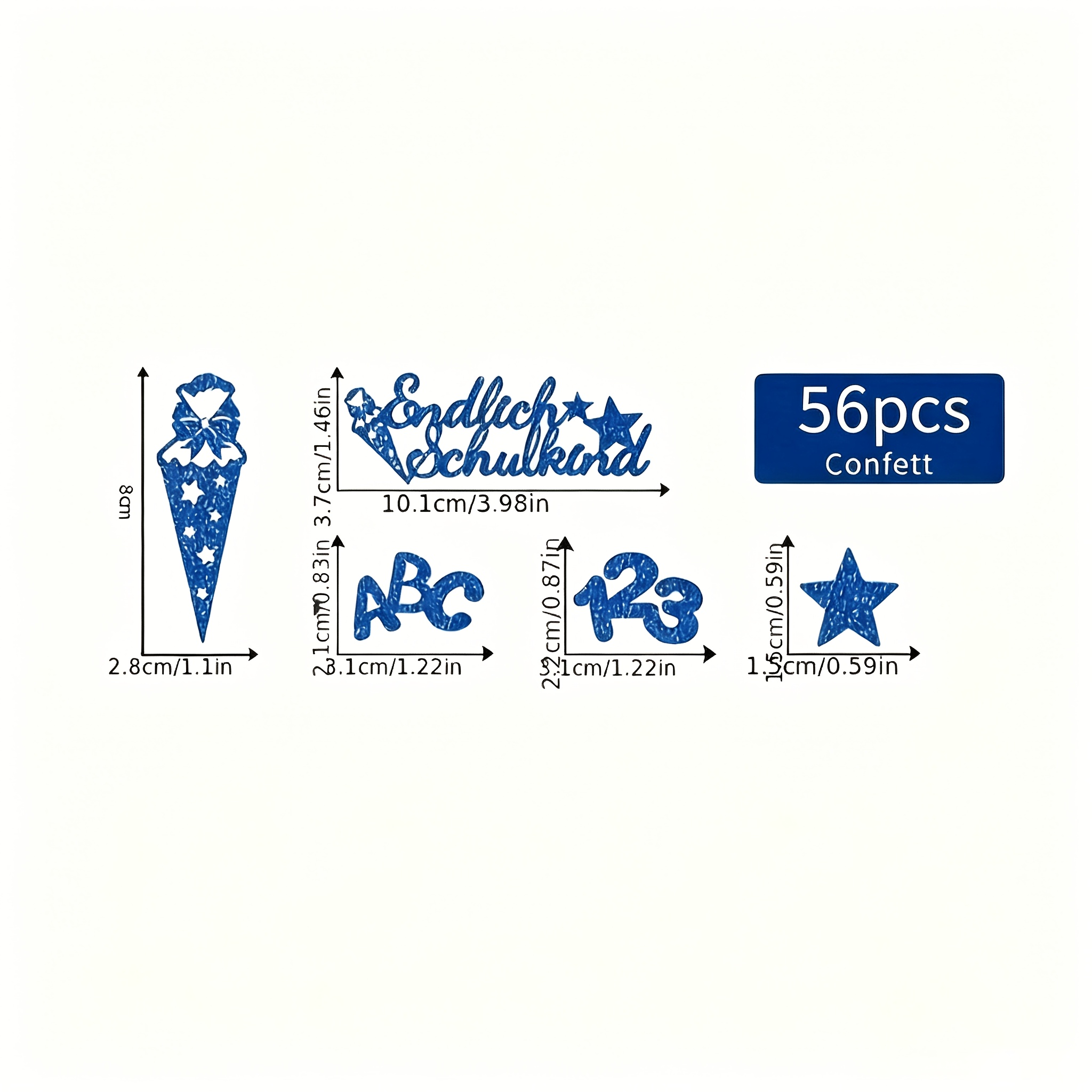 Image of 56pcs 123abc Glitter Dark Blue - Large Confetti - Table Decoration For School , Start Of School