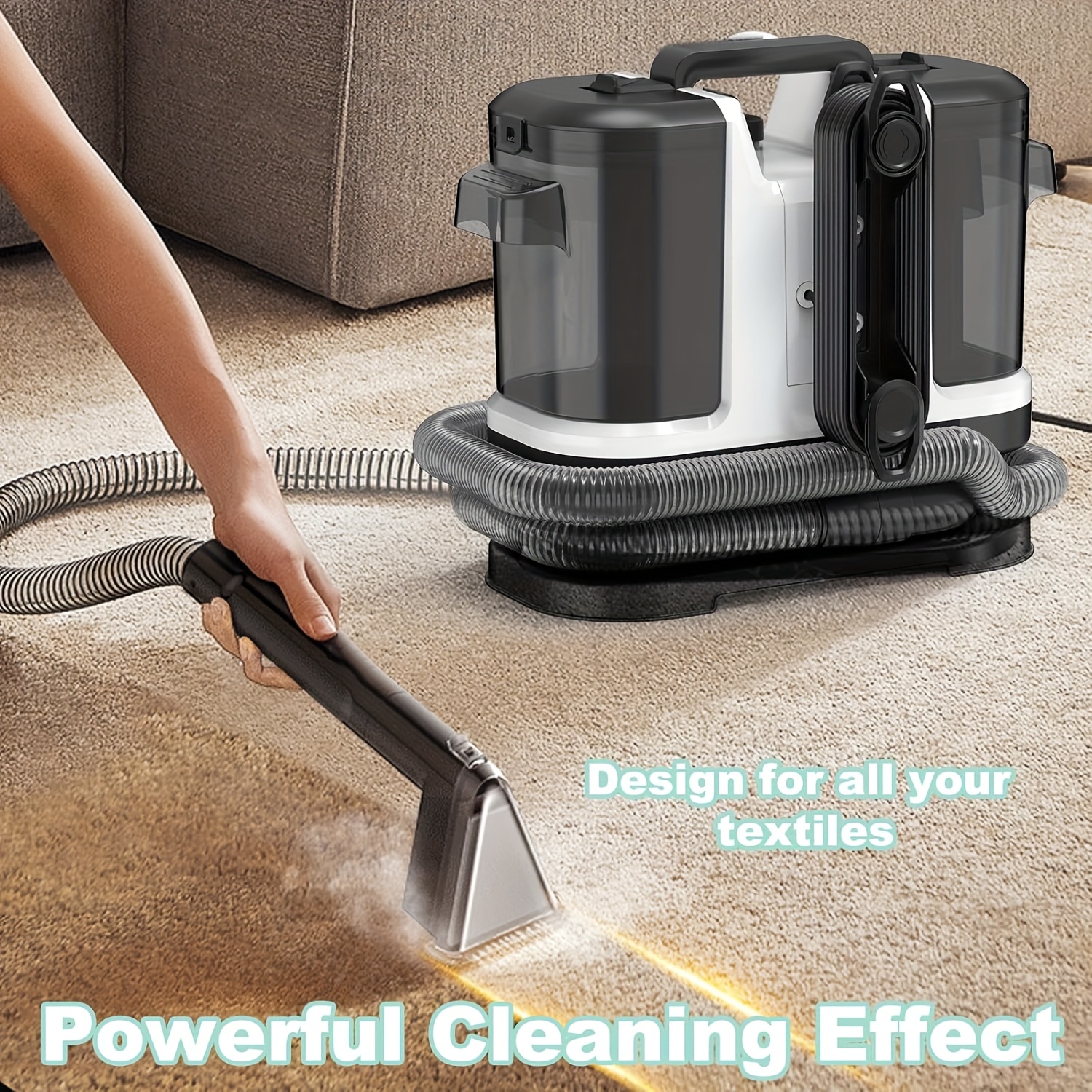 GOXAEEEE Handheld Vacuum Cleaner High Power Stain Fabric Washing Machine Multifunctional Portable Sofa Carpet Wet Cleaner with A Powerful Suction Force Of 12Kpa   Suitable for Sofa Cushions Sofas And Curtains, Sofa Vacuum Cleaner, Sofa Cleaner Machine, Carpet Vacuum Cleaner