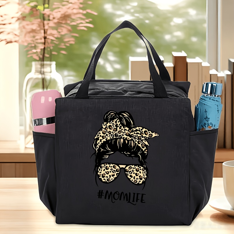 TEMU 1 Sac à lunch isotherme de Pâques avec nœud à imprimé léopard - Sac à lunch thermique portable et élégant épaissi, sac de conservation des