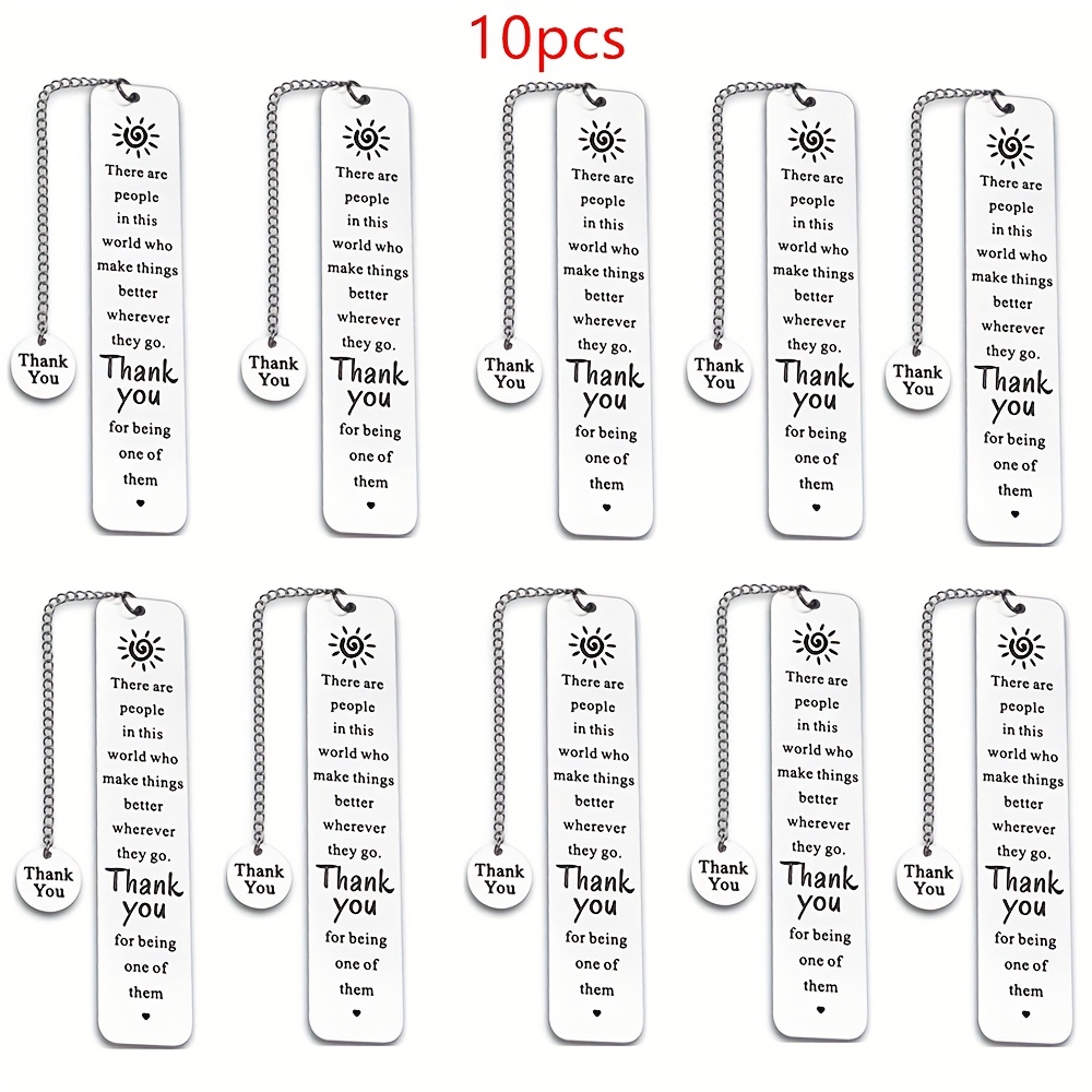 TEMU 10pcs "thank You" Stainless Steel Bookmark Set, An Ideal Gift For Family , , Colleagues, Educators, Medical Workers, Social Workers Who Our